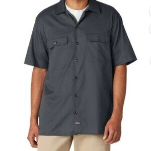 Dickies Men's FLEX Gray Short Sleeve Work Shirt with Temp Control Cooling